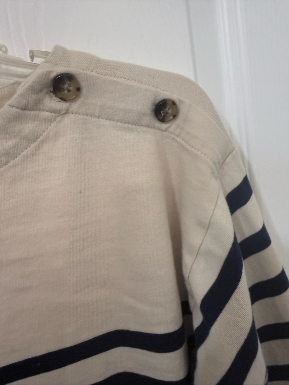 J. Crew Cream and Navy Striped Boatneck Top - Picture 2 of 5